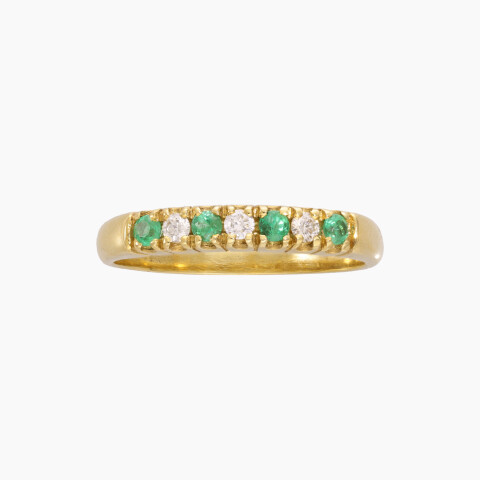 Anillo en oro 18K medio sin fin con esmeraldas y brillantes Anillo En Oro 18k Medio Sin Fin Con Esmeraldas Y Brillantes