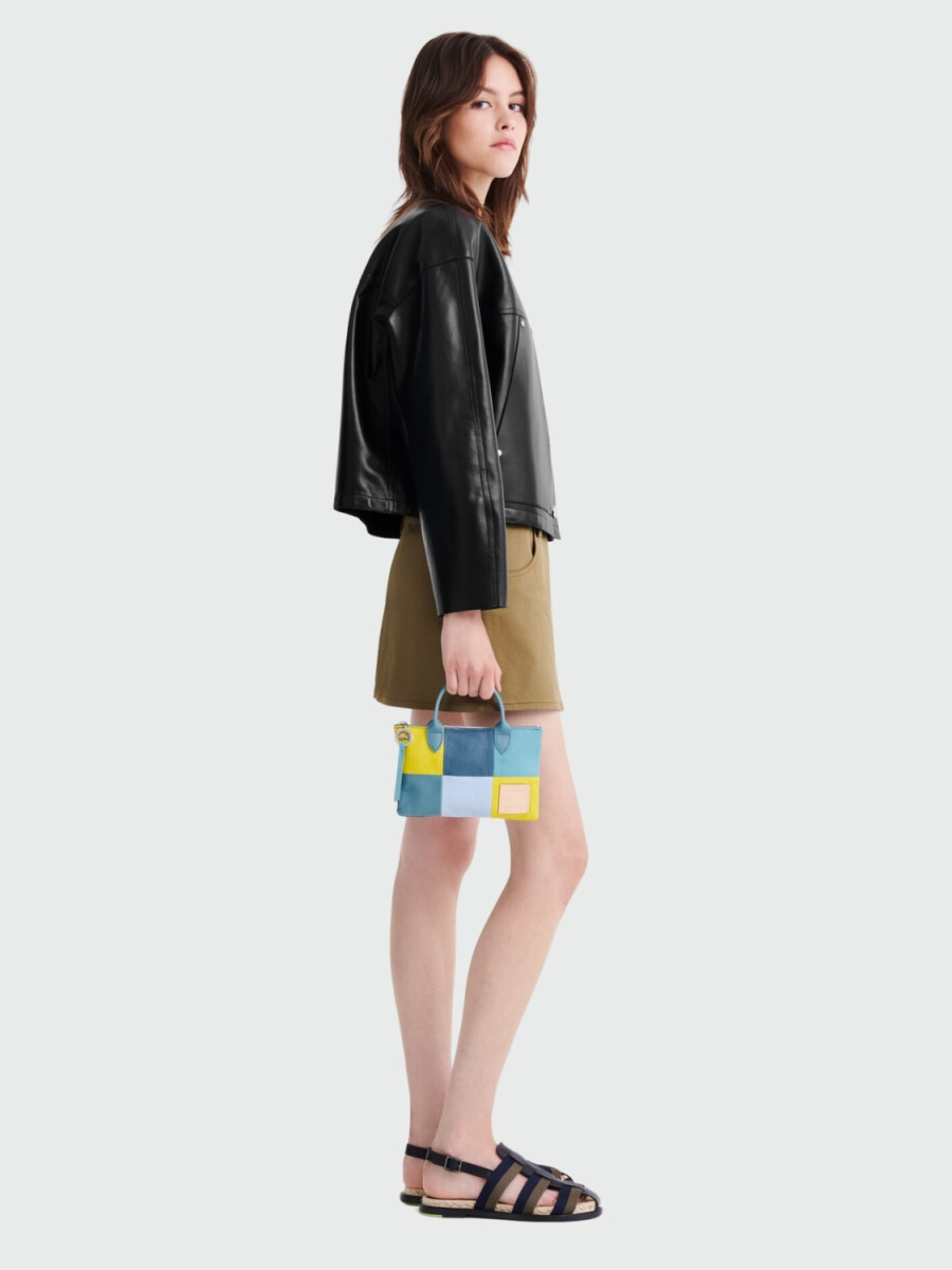 Longchamp -Bolso de mano XS en cuero, Re-Play Patch - Eucalyptus 