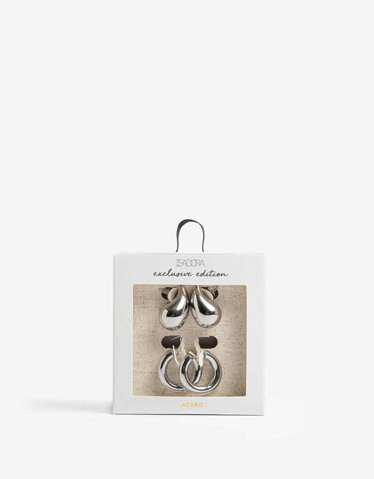 Aros Sets Metal Set De Aros De Acero Plateado - Plateado