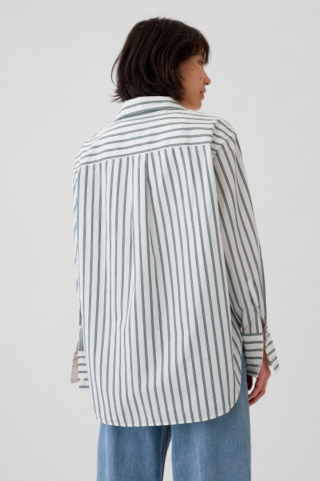 Camisa Big Shirt A Rayas Mujer Green Stripe