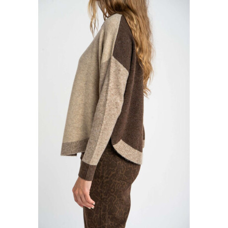 Sweater Color Block Marron