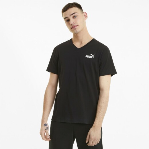 Remera Puma Hombre ESS V Neck Tee Negro S/C