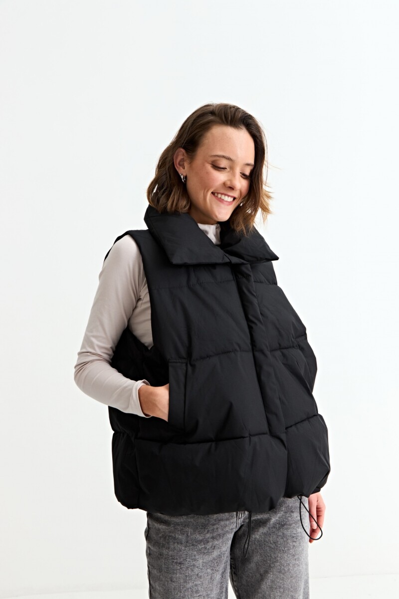 Chaleco puffer grueso - Negro 