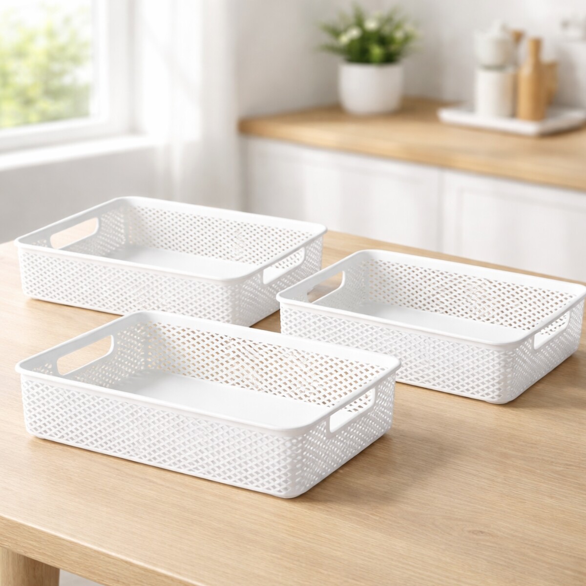 Set x3 Cesto organizador calado línea M - BLANCO 