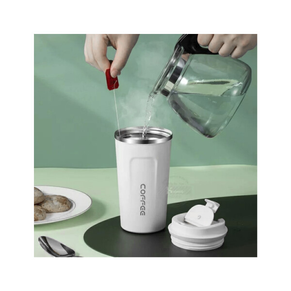 Vaso Térmico Coffee Mug 510 Ml Con Tapa Café Té Taza Jarra Variante Color Blanco
