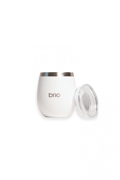 Mate Con Tapa De Acero Inox brio Redondo Blanco