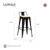 Taburete con respaldo Tolix en metal con asiento de madera Negro