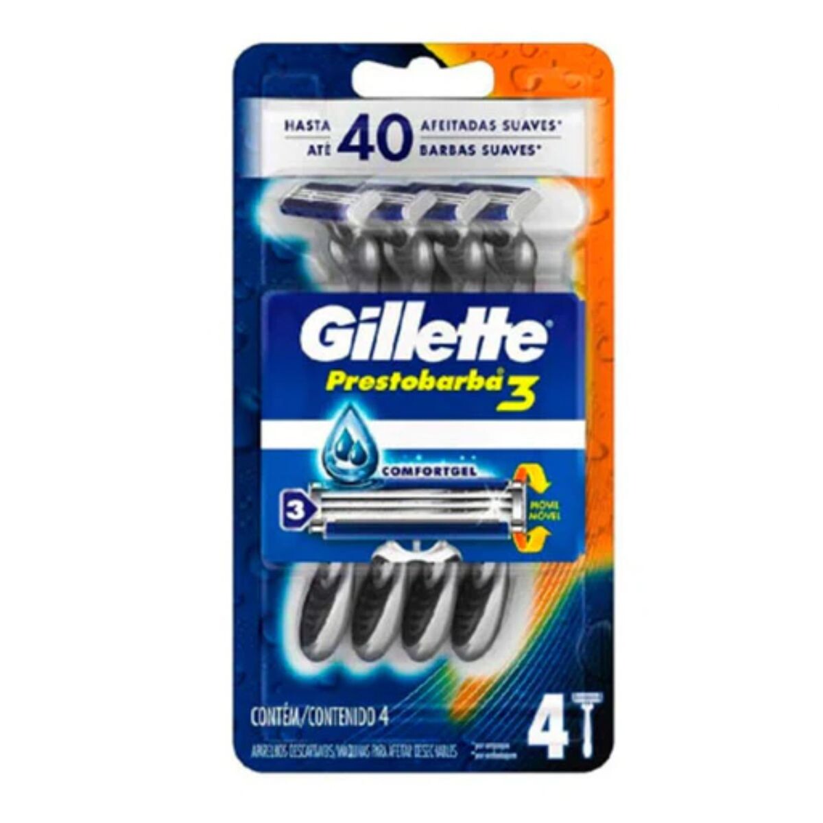 Afeitadora Desechable Gillette Prestobarba 3 Negra - X4 