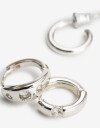 Aros Argollas Set Cubic zirconia Set De Argollas Bañado En Plata - Plateado