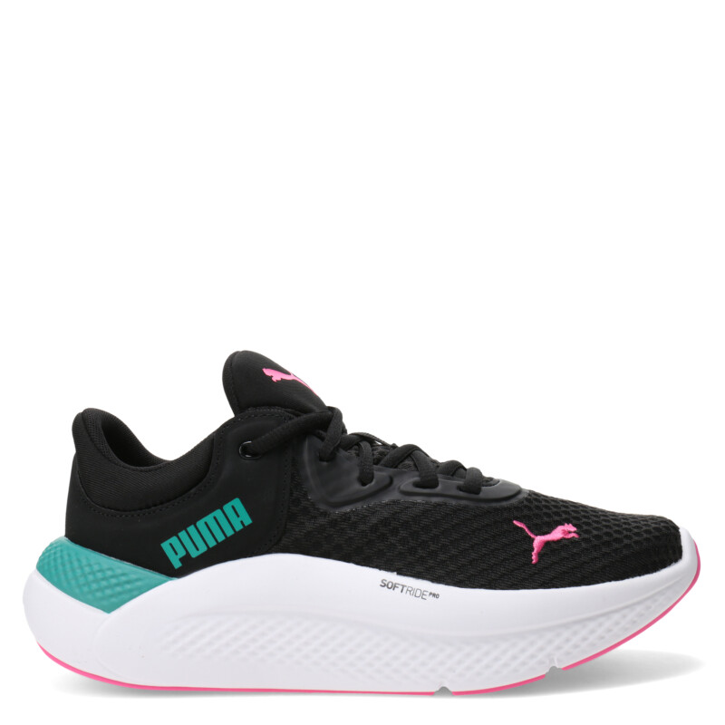 Championes de Mujer Puma Softride Pro Wns Negro - Verde - Fucsia