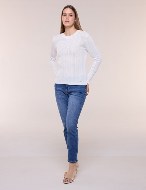 Blusa Entallada Con Detalles Tornasolados BLANCO