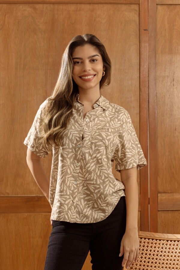 Camisa Estampada. Estampado Beige