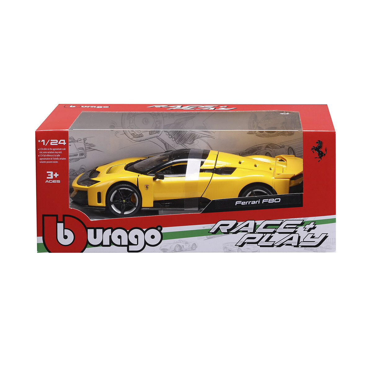 Bburago Ferrari Italia Escala 1:24 Auto de Colección - F80 Giallo Modena 