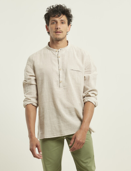 012105 CAMISA HARRINGTON LABEL DE LINO Natural