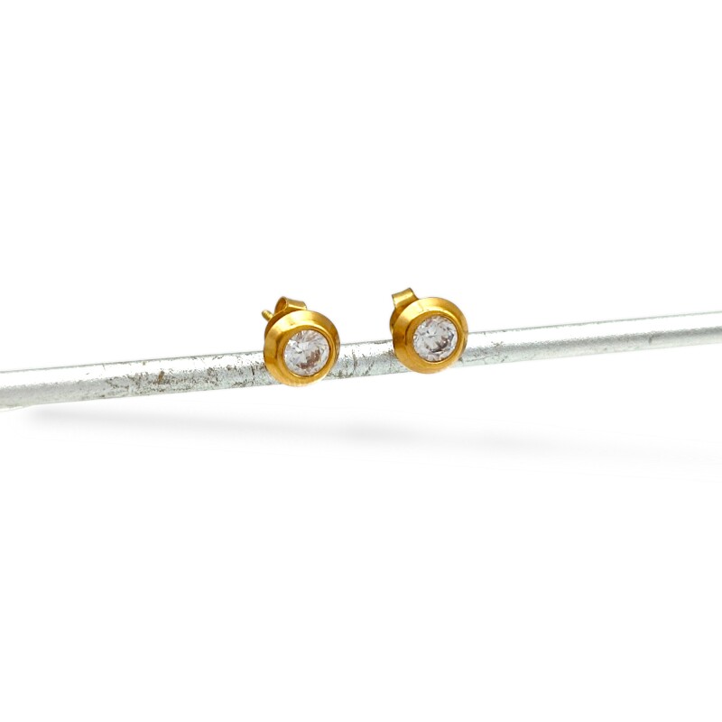 Caravanas Punto de Luz oro- Oro bajo - Piedra Zirconia - CA8180 conpiedra