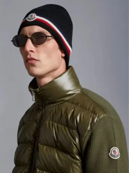 Moncler -Gorro de lana tricolor, Moncler Azul