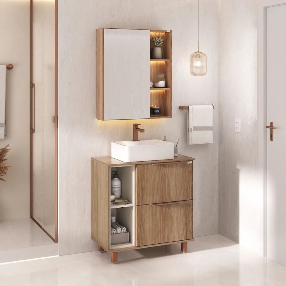 Mueble de baño Livia 78 cm catedral de pie con bacha de loza Mueble De Baño Livia 78 Cm Catedral De Pie Con Bacha De Loza