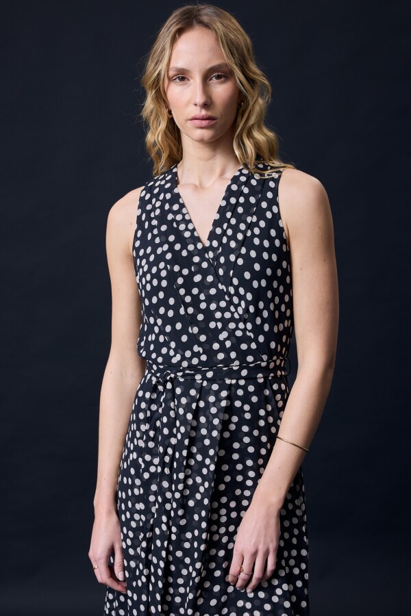 Vestido Maxi Lunares NEGRO/BEIGE