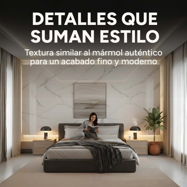 Pack x20 Placa PVC Símil Mármol 2,44x1,22m 3mm Resistente Mármol Blanco Gris Claro 2