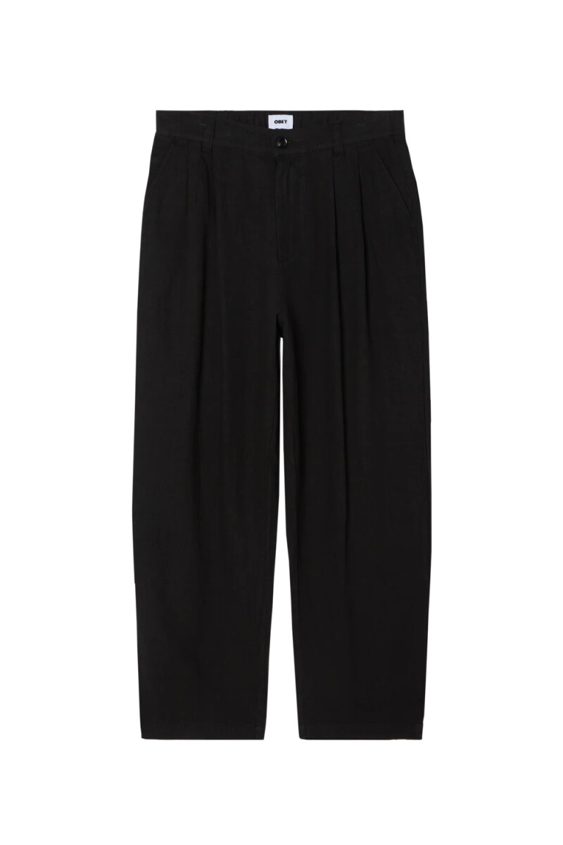 FOSTER PLEATED LINEN PANT Negro