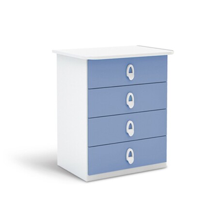 COMODA INFANTIL 4 CAJONES - BLANCO/AZUL COMODA INFANTIL 4 CAJONES - BLANCO/AZUL