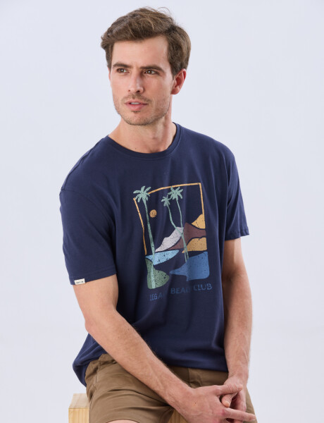 REMERA ESTAMPADA DE ALGODÓN Azul