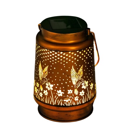 Lámpara Farol Solar Metal 8-10 Hs Autonomía Patio Jardín Colibrí