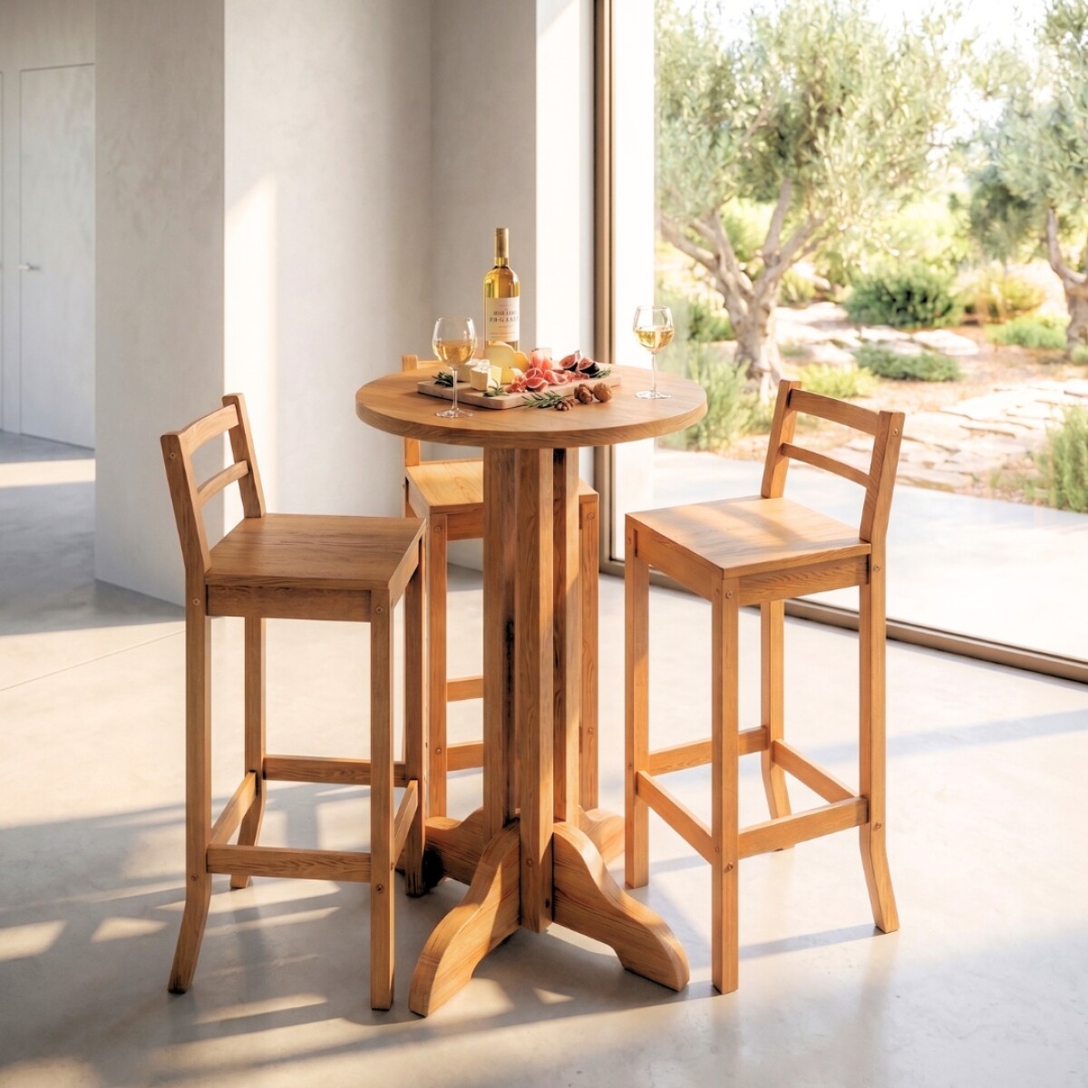 Conjunto Desayunador 3 Banquetas + Mesa - Linea Brescia 