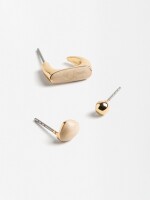 Set De Pendientes Con Esmaltado beige