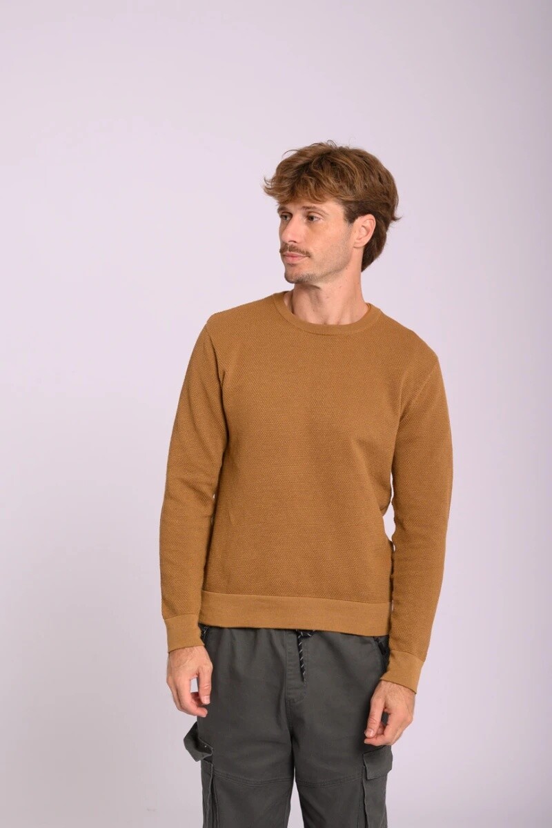 Buzo Hombre E/Base Tejido Canva S-XXL - Tostado 