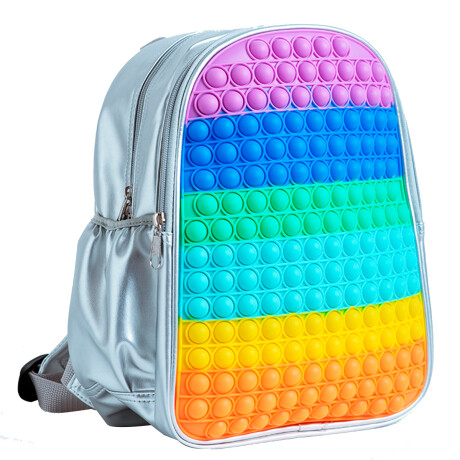 Mochila Pop It Real Escolar Metalizada Impermeable Metalizada-Multicolor