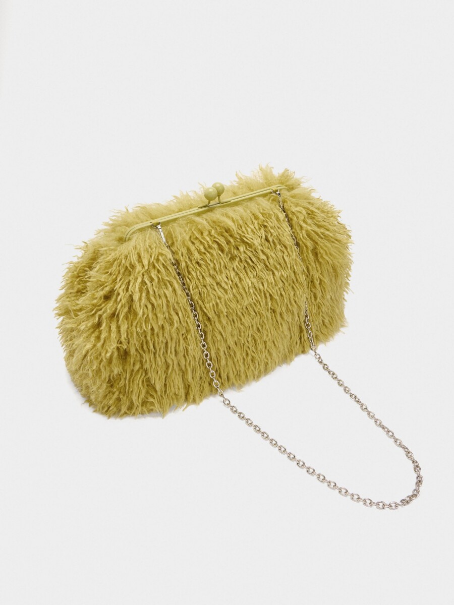 Bolso Efecto Pelo Con Asa De Cadena lima