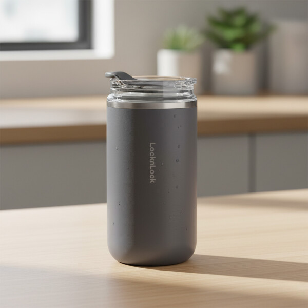 Vaso Termico Acero Inoxidable Hermetico Tapa Aislante 350ml Color Gris