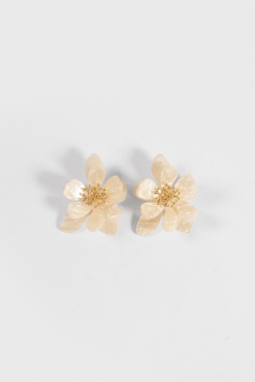 Caravanas flor oversize acrílico crudo