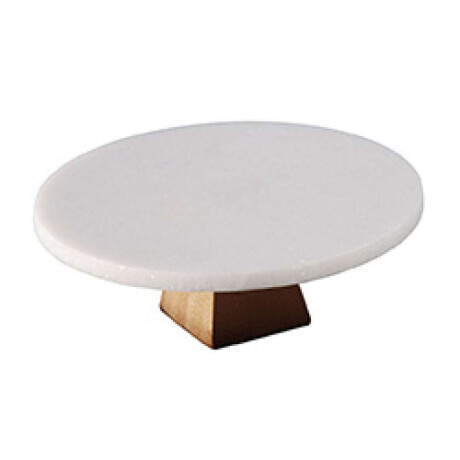 Plato Con Pie Marmol/Bamboo D20X7Cm Blanco/Natural Plato Con Pie Marmol/Bamboo D20X7Cm Blanco/Natural