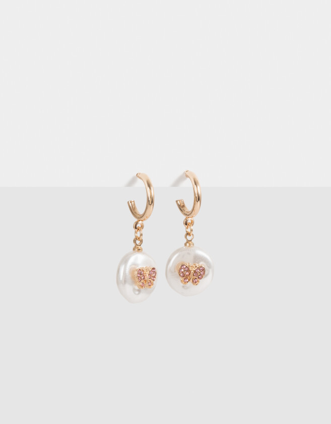 Aros Argollas Con perlas Aros Argolla Con Perla - Dorado