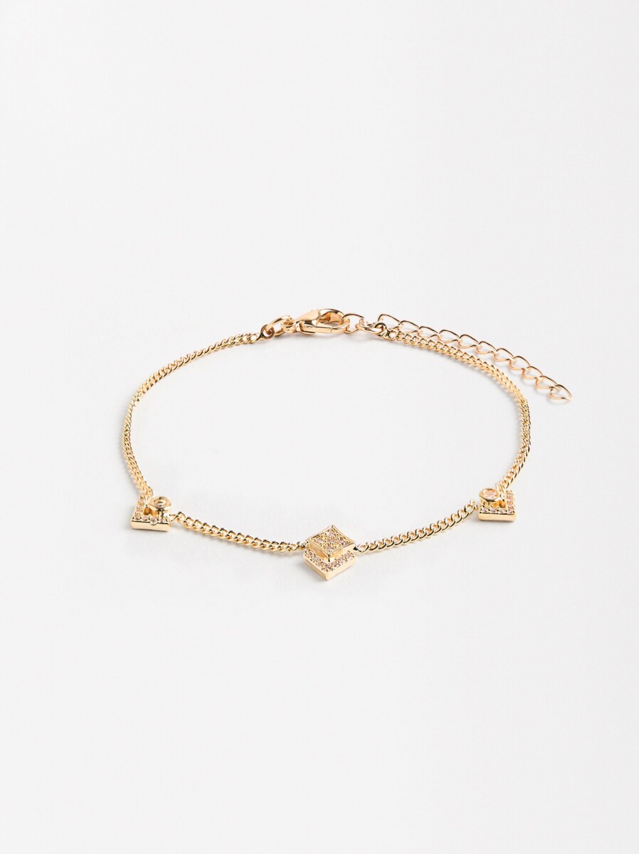 Pulsera De Rombos Con Circonitas - dorado 