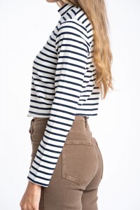 Polera Alogodón Elastano Rayada Nacar