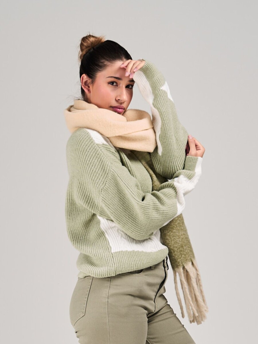 Buzo tejido Slowly - Light Green/white 