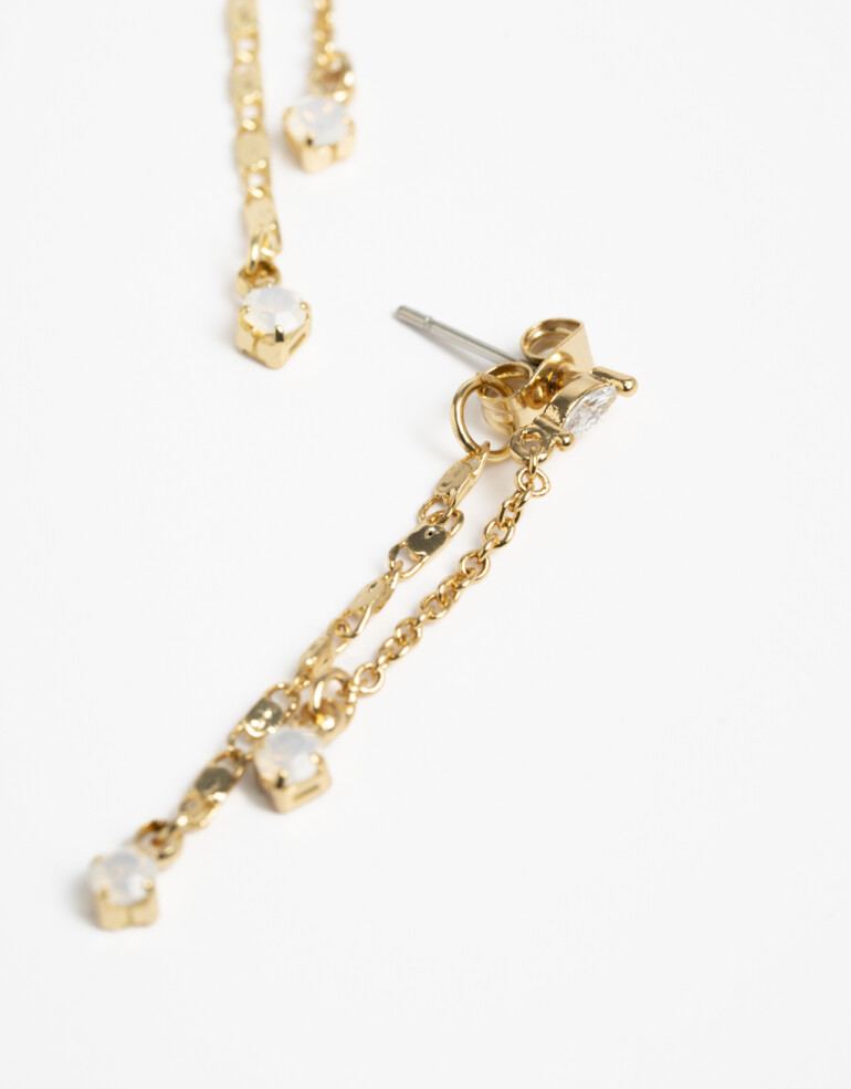 Aros Colgantes Largos Cubic zirconia Aros Largos Con Cubic Zirconia - Dorado