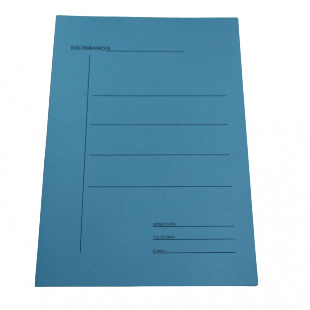 DOCENA DE CARPETAS DE CARTULINA PARA ESCRIBANIA COLOR CELESTE