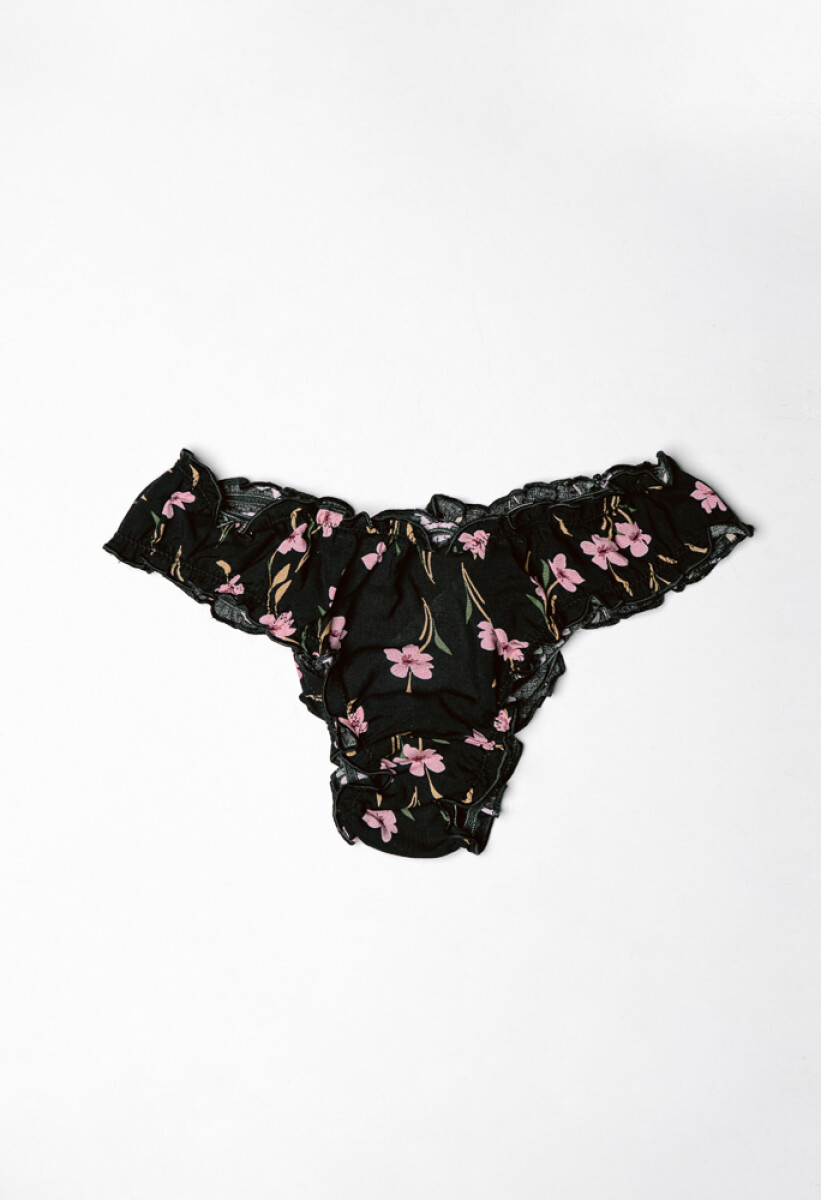Pantie Cata [B40] - Flores Negro & Rosa 