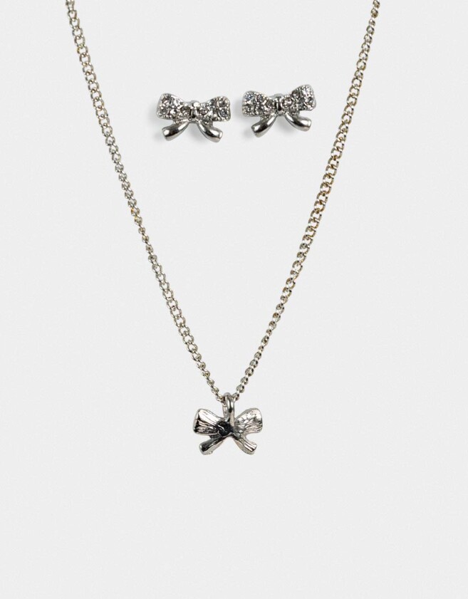 Bijouterie Set Strass Bijouterie Set Con Moño - Plateado