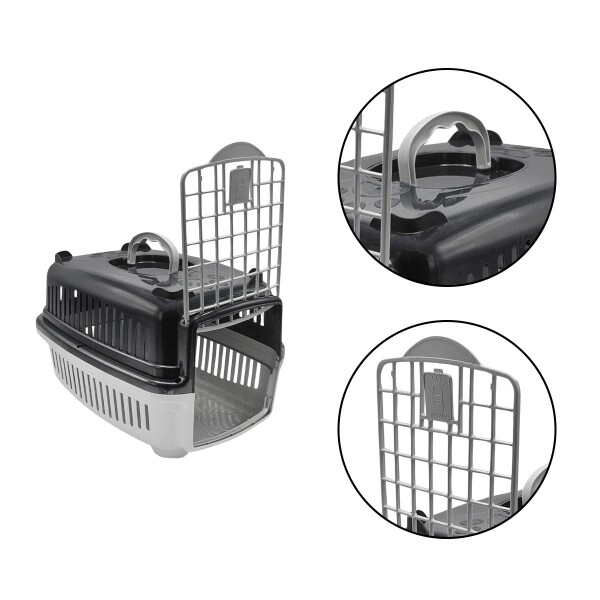 Transportadora Rígida Para Mascotas N1 Perro Gato Resistente Variante Color Gris