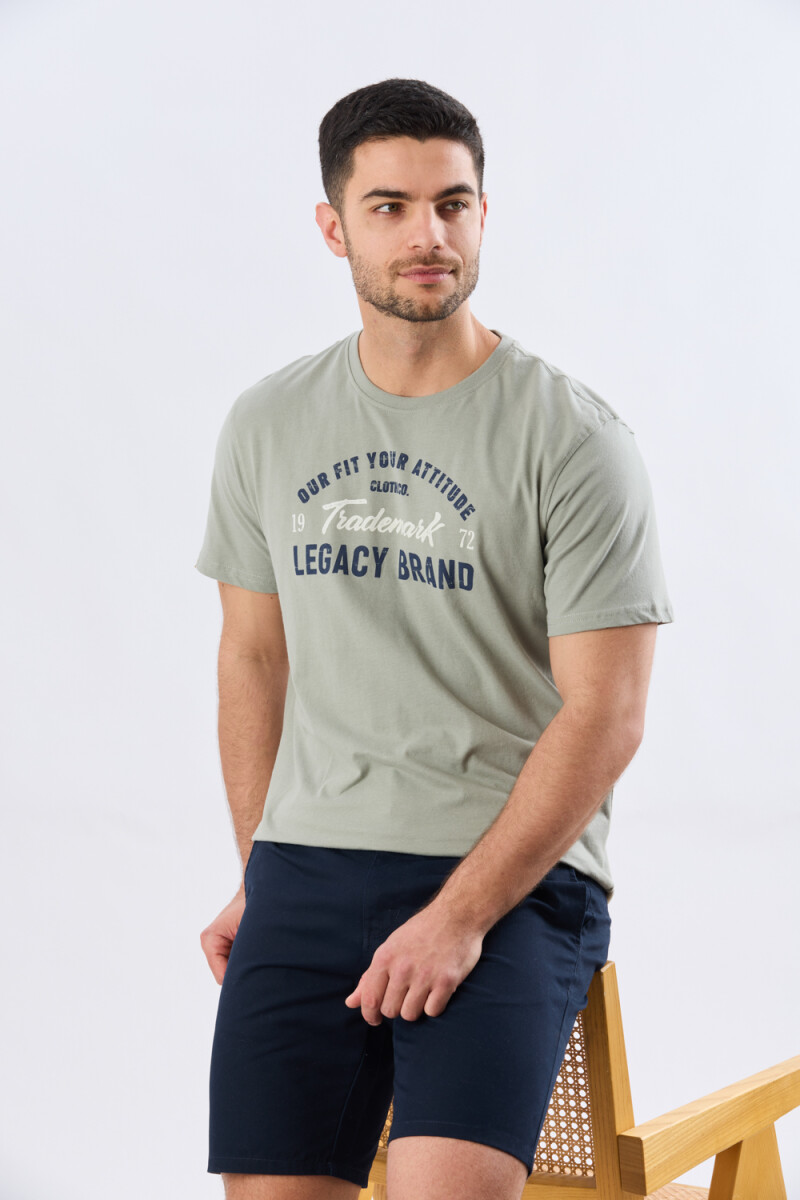 REMERA ESTAMPADA DE ALGODÓN - Pistacho 