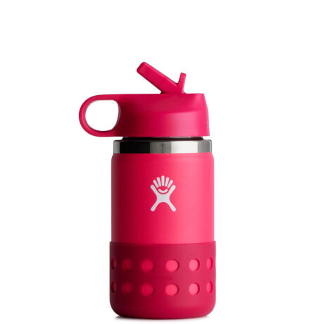 Botella Hydro Flask 12 Oz Kids Wide Mouth Straw Lid And Boot Peony Rosado