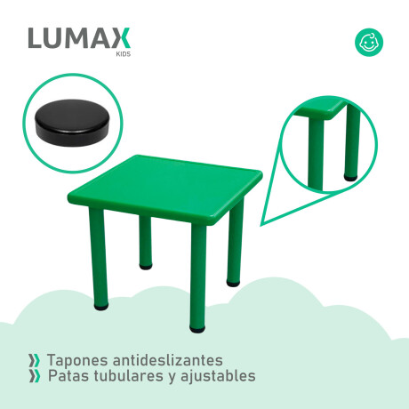 Pack Mesa Infantil Lumax Cuadrada + 4 Sillas Verde