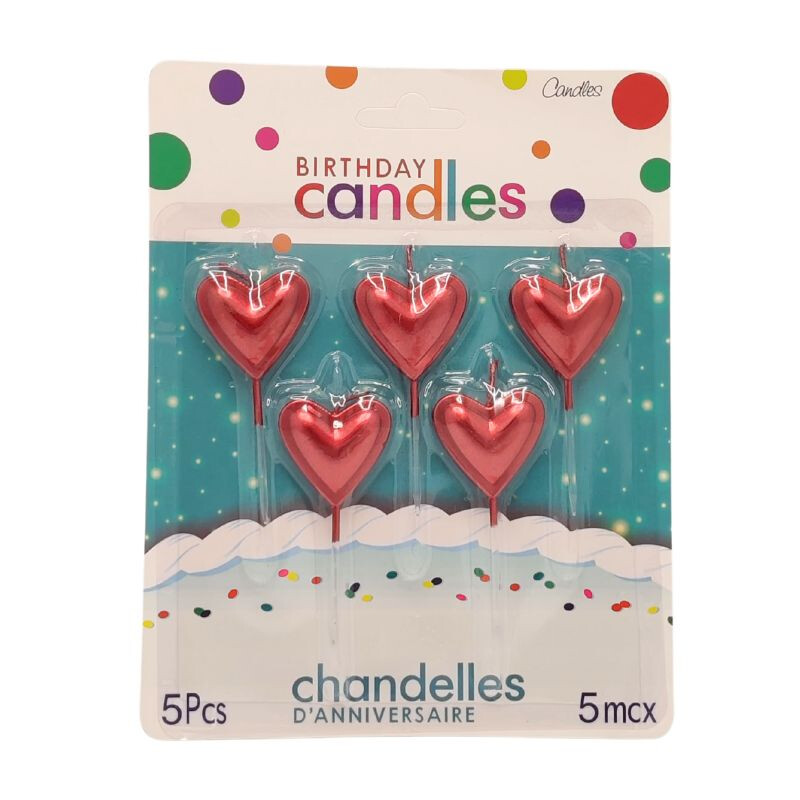 Vela Corazon x5 Und Rojo