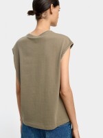 Camiseta Con Bordes Marcados 100% Algodón caqui