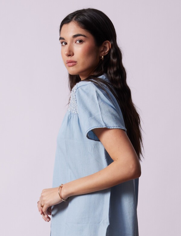 Camisa Tencel Punto Smock JEAN CLARO